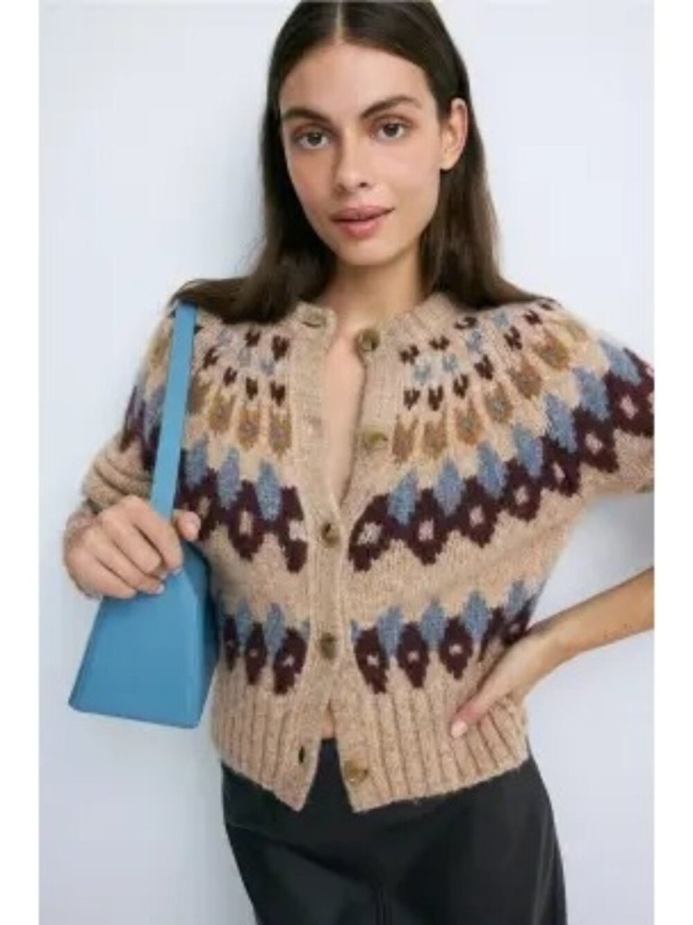 R-138.  Veronica Beard Christina Fairisle Cardigan